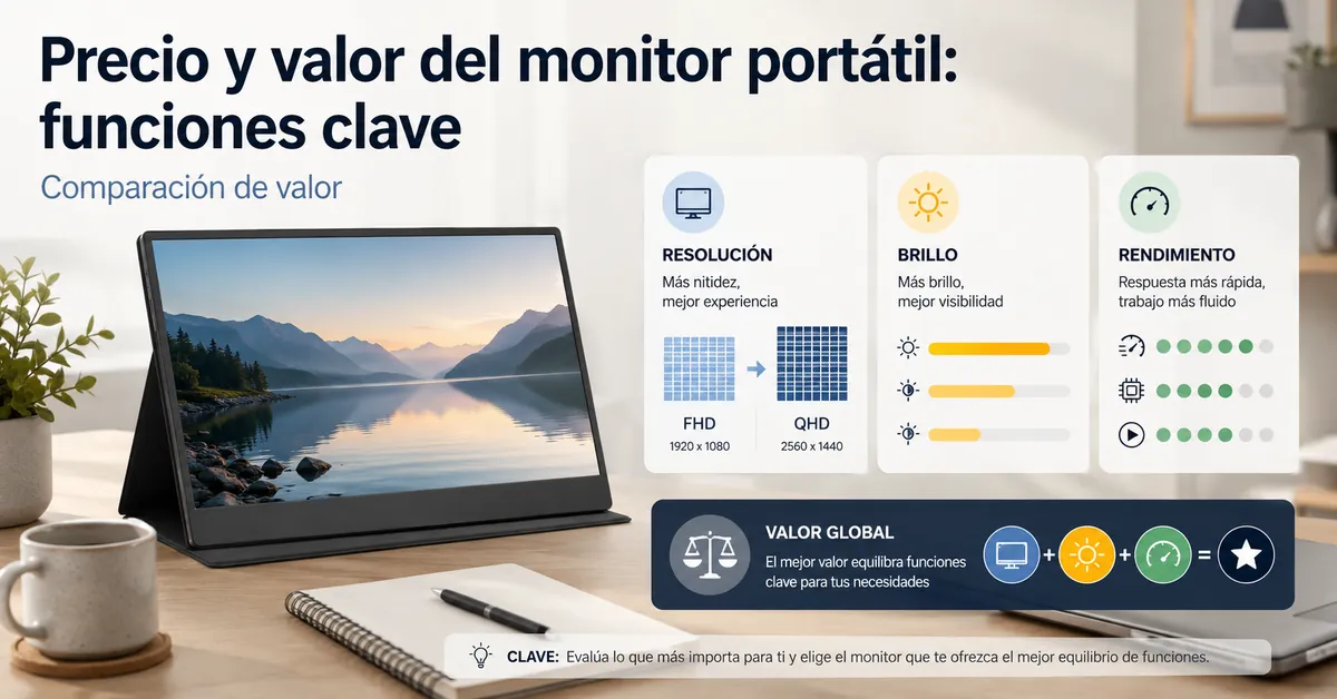 Funciones de un monitor portátil comparadas para valorar precio y utilidad