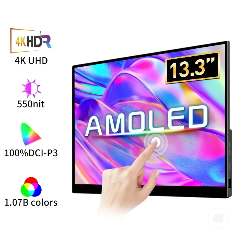 Moniteur portable tactile OLED 4K de 13,3 pouces avec connexions Type-C et compatibles HDMI