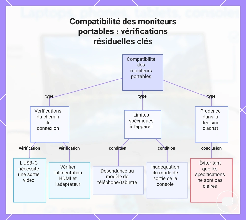 Compatibilité des moniteurs portables : vérifications résiduelles clés