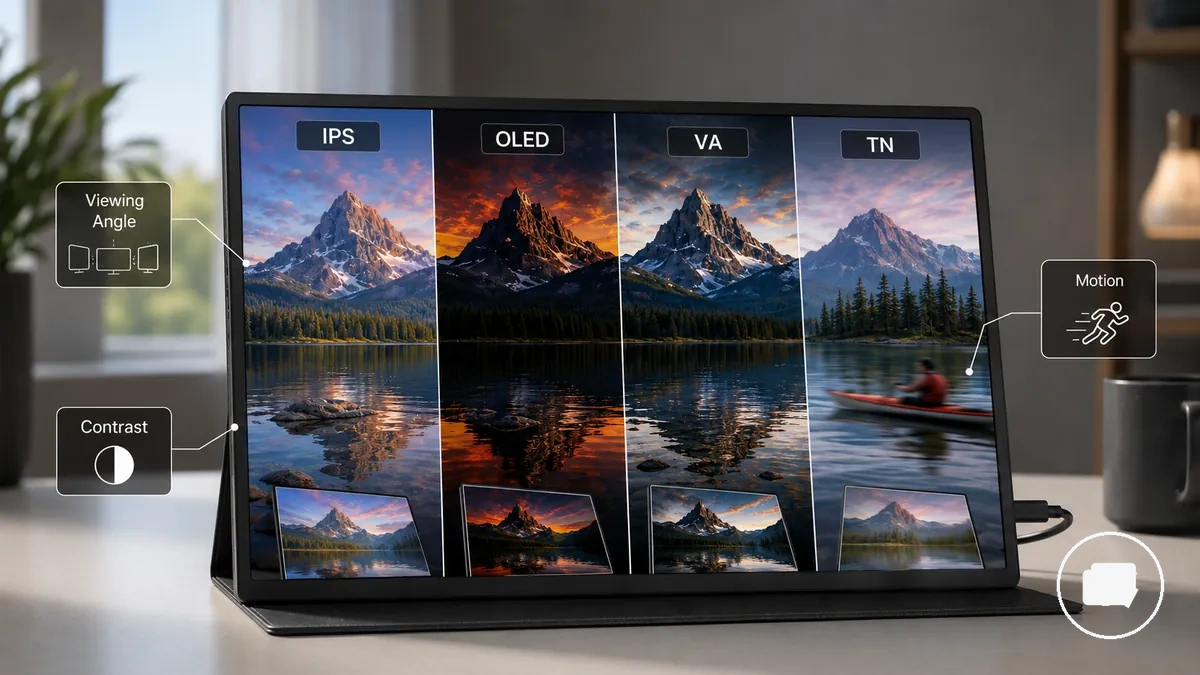 Comparaison des compromis des dalles IPS, OLED, VA et TN pour un moniteur portable