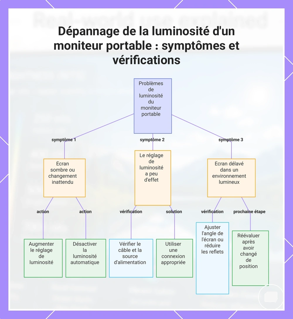 Dépannage de la luminosité d'un moniteur portable : symptômes et vérifications