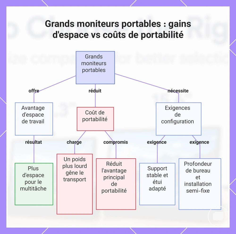 Grands moniteurs portables : gains d'espace vs coûts de portabilité