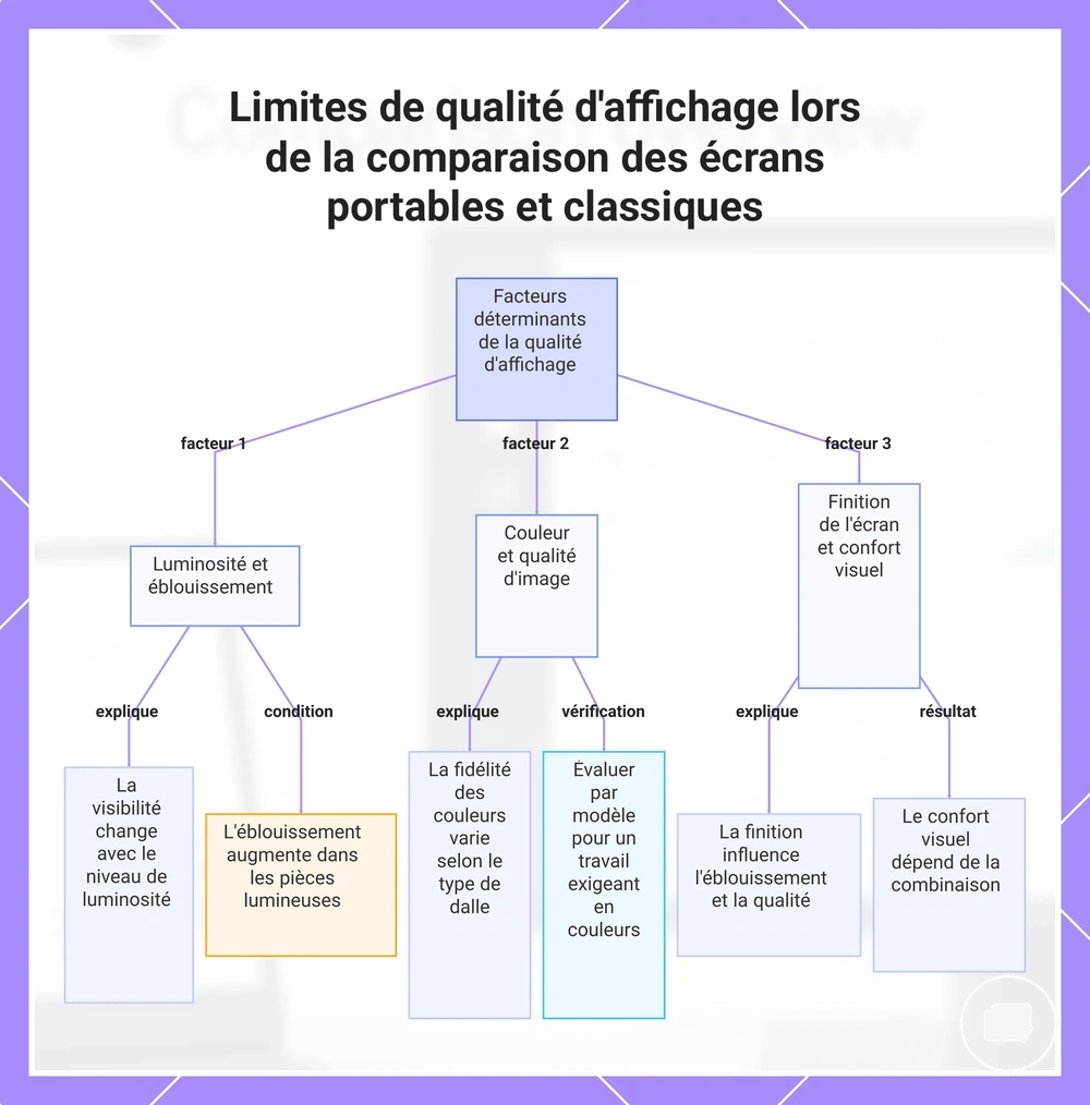Limites de qualité d'affichage lors de la comparaison des écrans portables et classiques