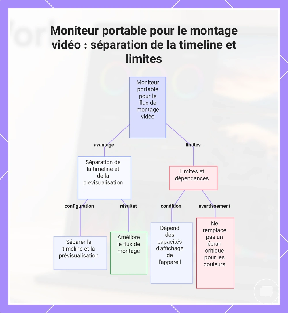 Moniteur portable pour le montage vidéo : séparation de la timeline et limites