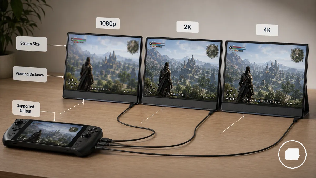 Graphique comparatif montrant l équilibre entre résolution et taille d écran d un moniteur portable pour le jeu