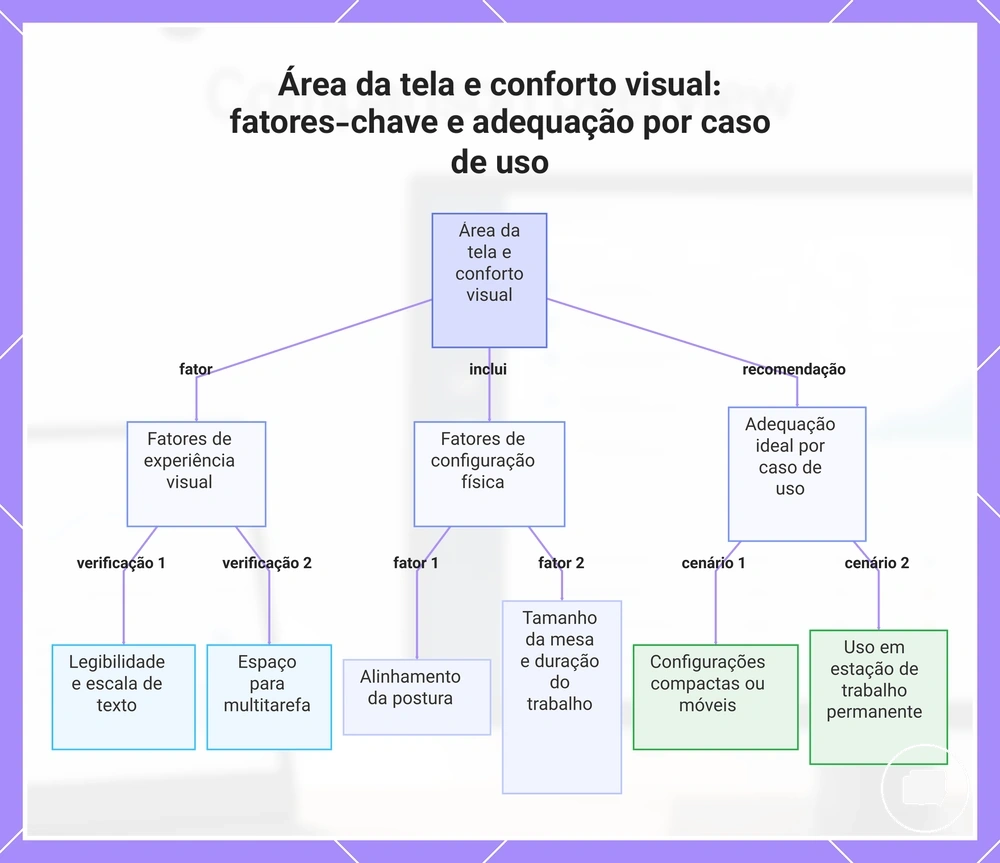 Área da tela e conforto visual: fatores-chave e adequação por caso de uso