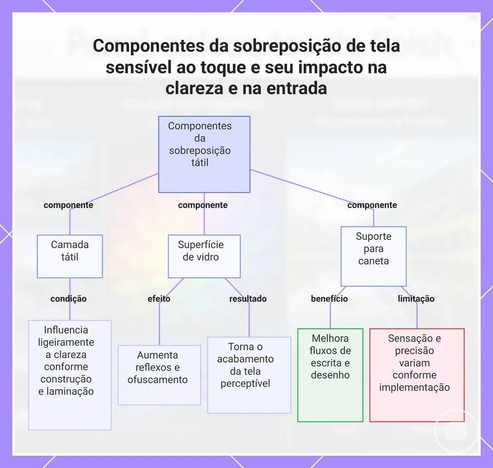 Componentes da sobreposição de tela sensível ao toque e seu impacto na clareza e na entrada
