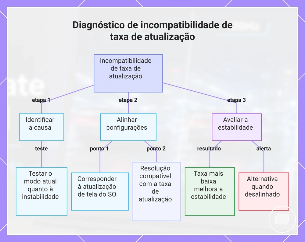 Diagnóstico de incompatibilidade de taxa de atualização