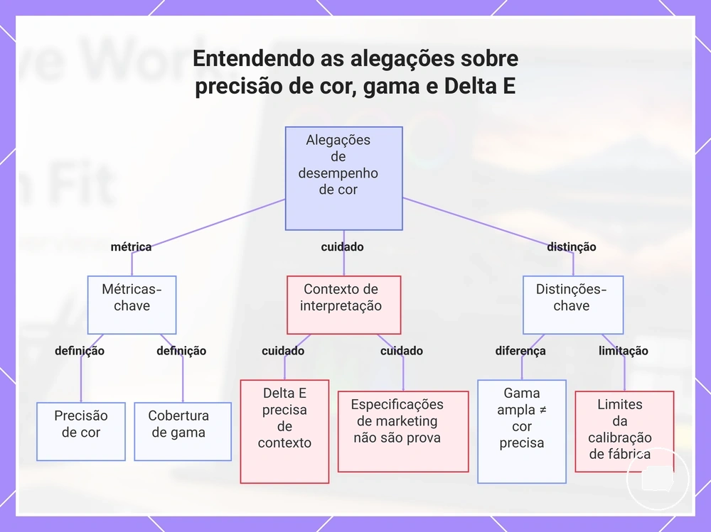 Entendendo as alegações sobre precisão de cor, gama e Delta E