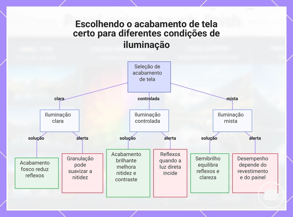 Escolhendo o acabamento de tela certo para diferentes condições de iluminação