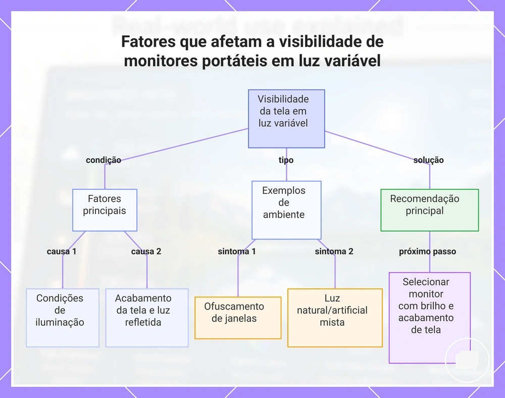 Fatores que afetam a visibilidade de monitores portáteis em luz variável