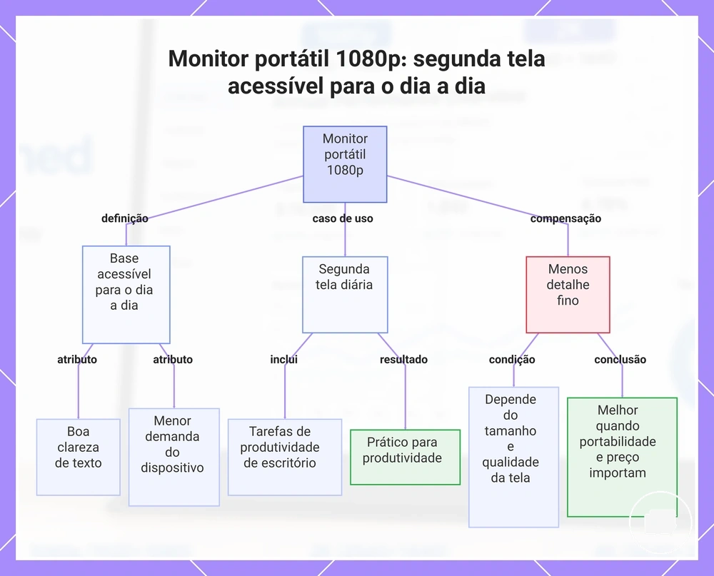 Monitor portátil 1080p: segunda tela acessível para o dia a dia