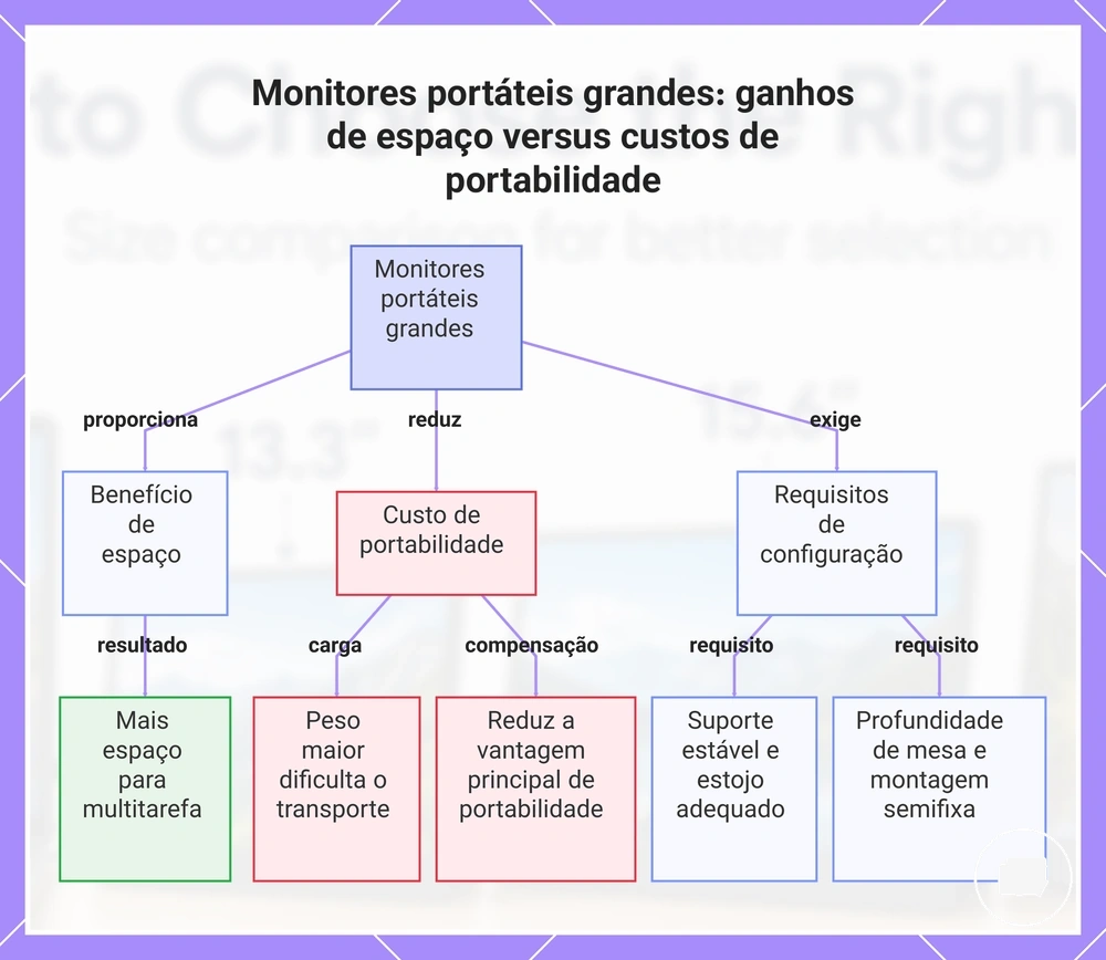 Monitores portáteis grandes: ganhos de espaço versus custos de portabilidade