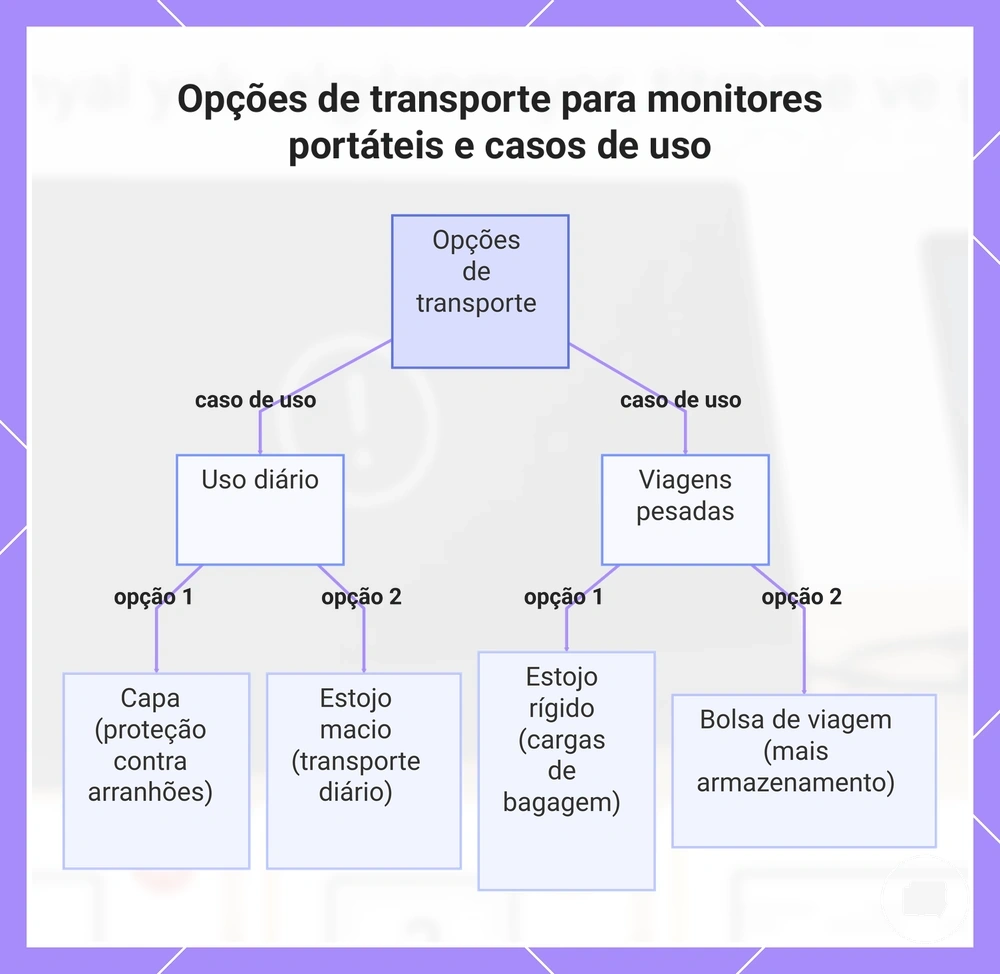 Opções de transporte para monitores portáteis e casos de uso