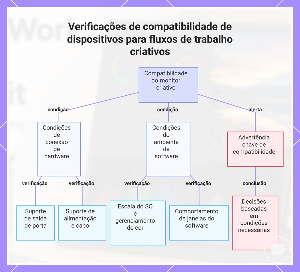 Verificações de compatibilidade de dispositivos para fluxos de trabalho criativos