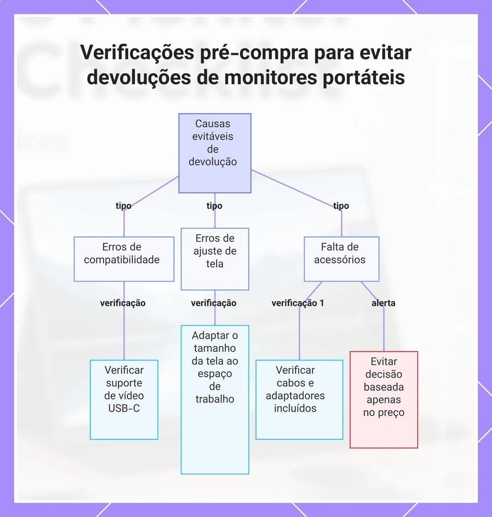Verificações pré-compra para evitar devoluções de monitores portáteis