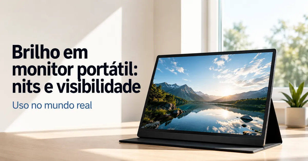 Tela de monitor portátil vista em uma sala iluminada para avaliar a visibilidade