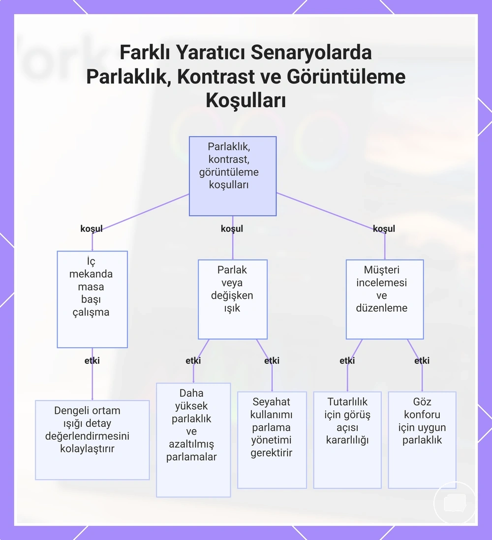 Farklı Yaratıcı Senaryolarda Parlaklık, Kontrast ve Görüntüleme Koşulları