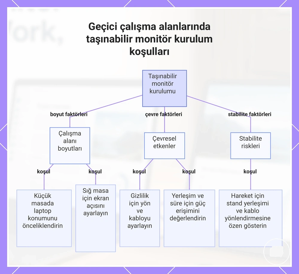 Geçici çalışma alanlarında taşınabilir monitör kurulum koşulları