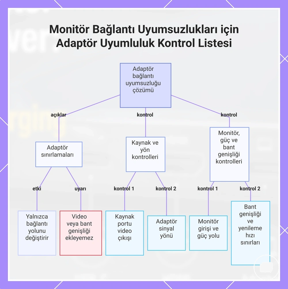 Monitör Bağlantı Uyumsuzlukları için Adaptör Uyumluluk Kontrol Listesi