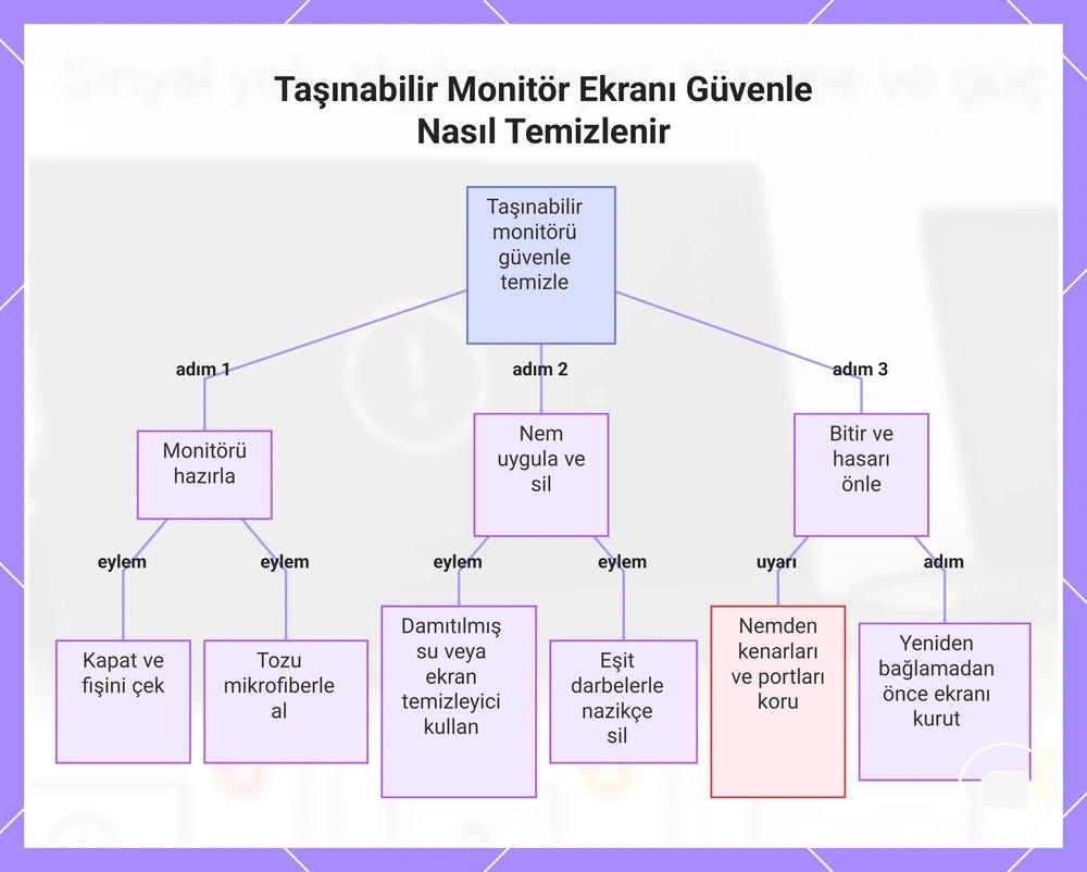 Taşınabilir Monitör Ekranı Güvenle Nasıl Temizlenir