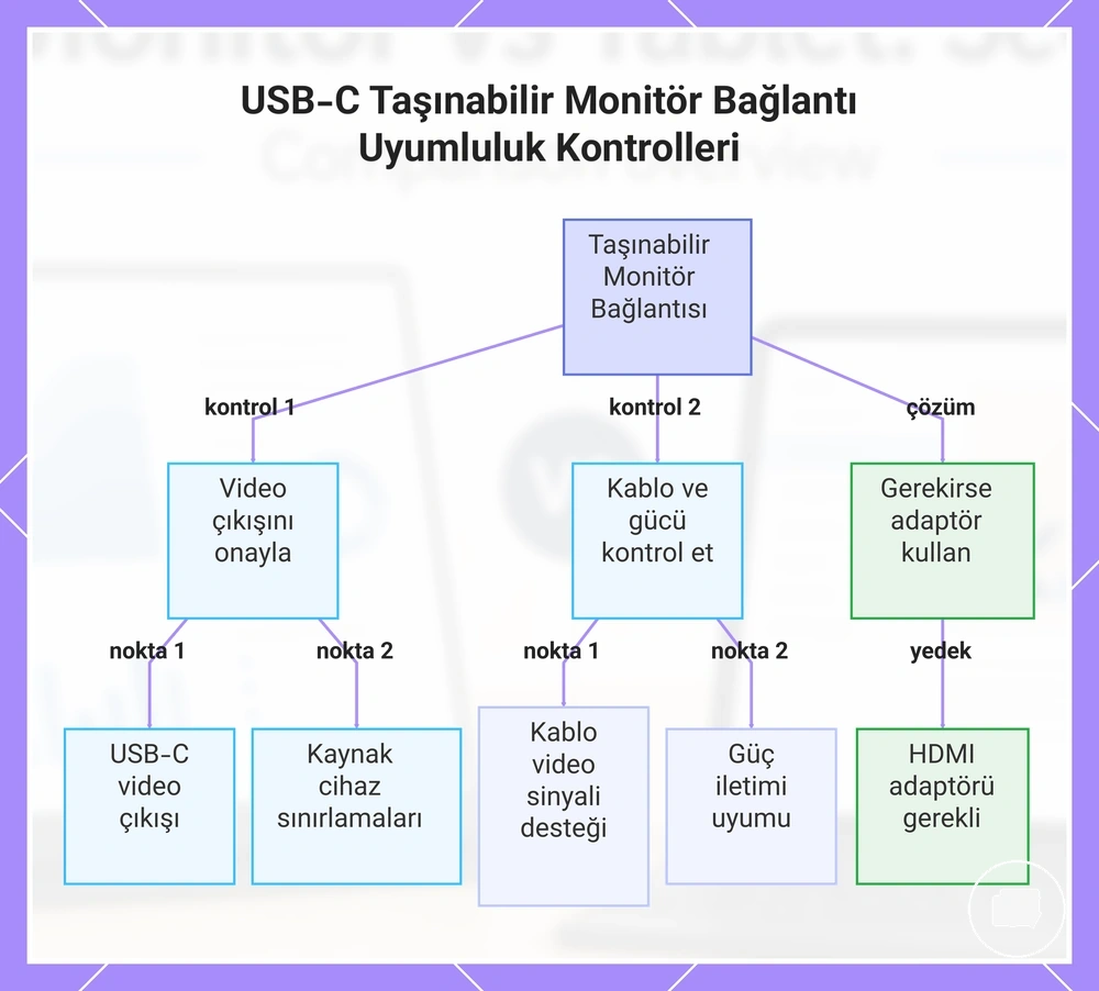USB-C Taşınabilir Monitör Bağlantı Uyumluluk Kontrolleri