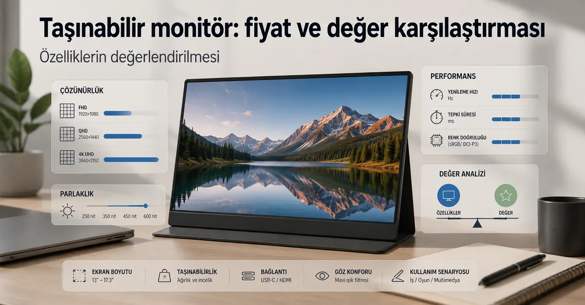 Fiyat ve değer kararları için karşılaştırılan taşınabilir monitör özellikleri