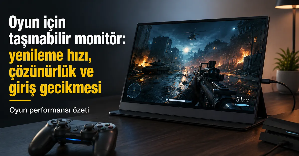 Oyun kumandası ve konsolla kullanılan taşınabilir monitör kurulumu