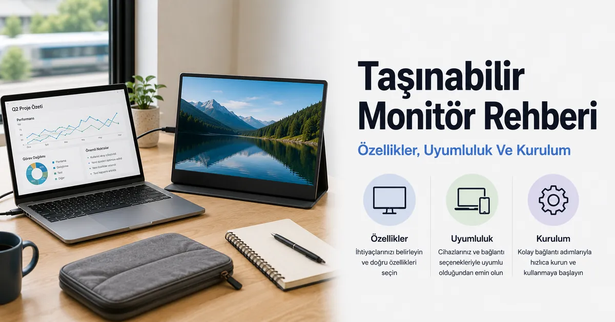 İş ve seyahat kullanımı için ikinci ekran olarak bağlanan taşınabilir monitör