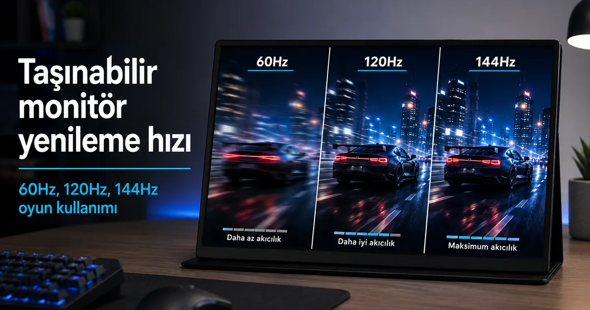 Yenileme hızı performansını karşılaştırmak için oyun sırasında kullanılan taşınabilir monitör